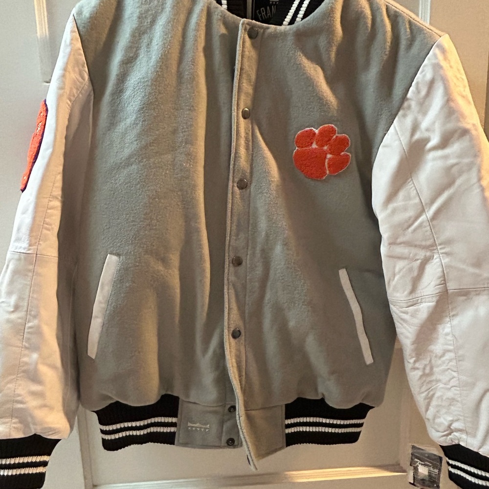 Clemson Grey and White Varsity Paw Jacket NWT